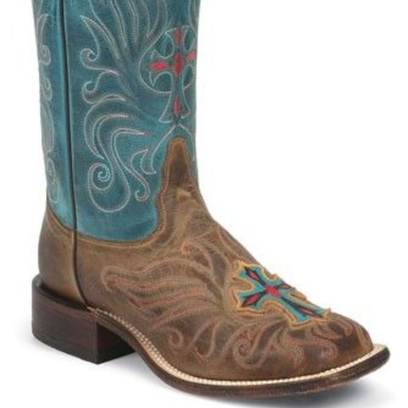 Tony Lama Shoes - Tony Lama Vintage Cross Square Toe Cowboy Boots
